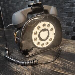 Citi Trends Retro Phone Design Handbag/ Satchel Telephone Black & White